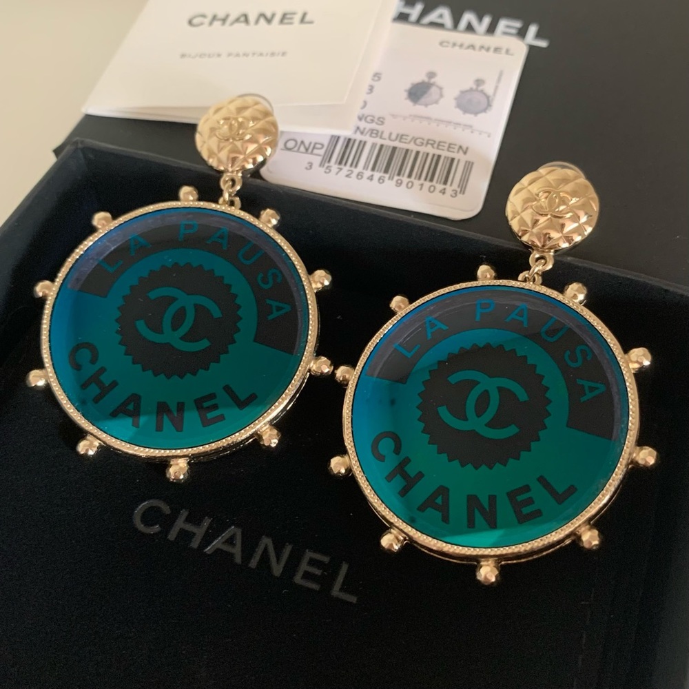 Chanel Large Logo Disc Earrings